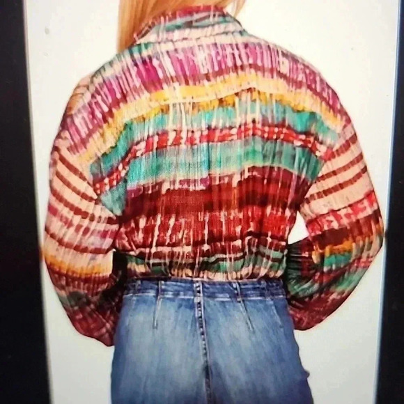 RAMY BROOK VANCE BALLOON-SLEEVE BUTTON DOWN TOP SIZE XS - Picture 3 of 4